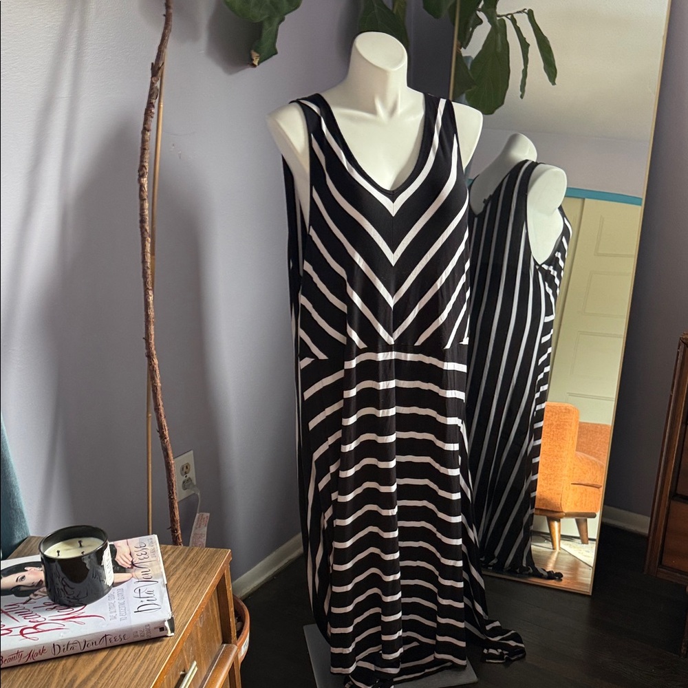 Black and White Striped Maxi Dress